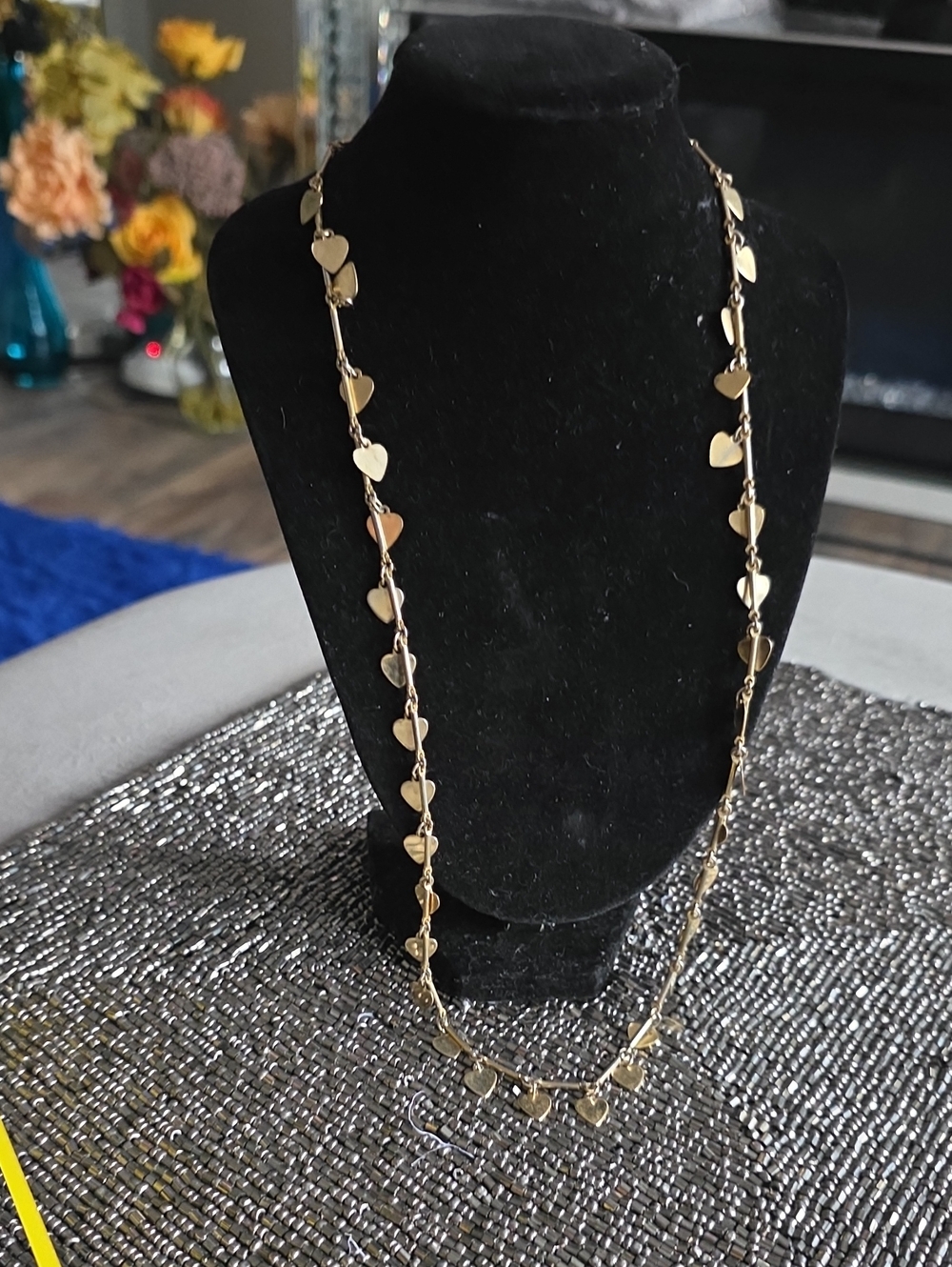 Vintage Gold Heart Link Long Necklace